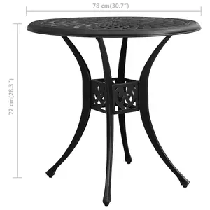 Berkfield Garden Table Black 78x78x72 cm Cast Aluminium