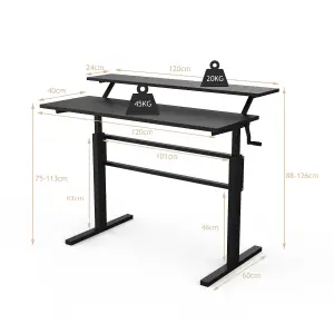 Costway 2-Tier Standing Computer Desk Sit to Stand Workstation Ergonomic Computer Table Black