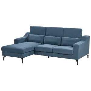 Corner Sofa GLOSLI Blue Chenille Right Hand