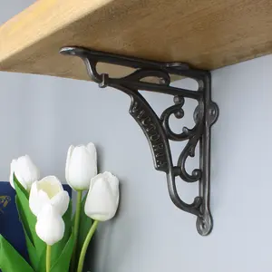 Oakcrafts - Pair of Antique Cast Iron London Victoria Shelf Brackets - 150mm x 150mm