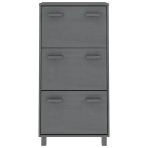 Berkfield Shoe Cabinet Dark Grey 59.5x35x117 cm Solid Wood Pine