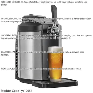 5L Mini Keg Drinks Dispenser with Integrated Cooling - Perfect for Home Parties