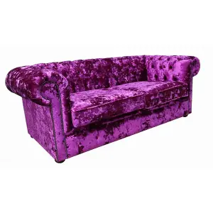 Chesterfield 3 Seater Sofa Settee Lustro Glamour Pink Velvet In Classic Style