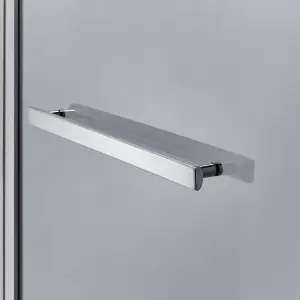 GoodHome Nubia Straight 1 panel Smoked grey glass Silver effect frame Bath screen, (W) 950mm (H) 1500mm