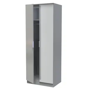 Poole 2 Door Wardrobe in Uniform Grey Gloss & Dusk Grey (Ready Assembled)