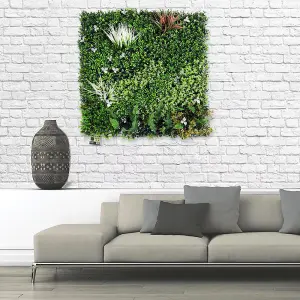 True Products Premium Artificial Green Plant Living Wall Panel 1m x 1m - Meadow