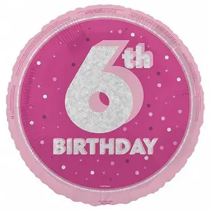 Unique Party Prismatic 6th Birthday Foil Balloon Pink (One Size)