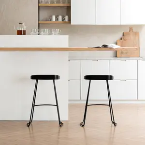 Gallitzin Solid Wood Kitchen Counter Bar Stool (Set of 2) Black / Counter Stool (68.5cm Seat Height)