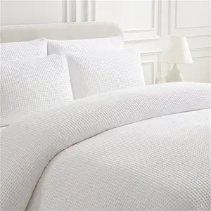 DUSK Portofino 200 Thread Count Waffle Duvet Cover - Cotton - White - Single