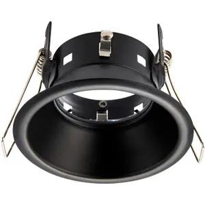 Anti-Glare Recessed Bathroom Downlight IP65 - 50W GU10 Reflector - Matt Black