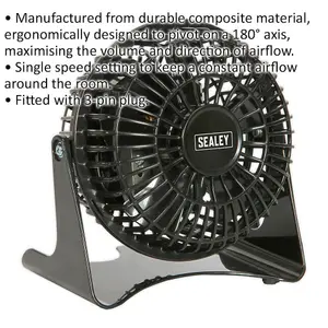 4 Inch Mini Composite Desk Fan - Single Speed Personal Cooler - 3-Pin UK Plug