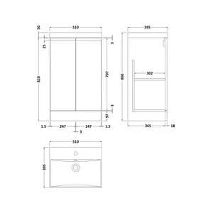 Urban 510mm Free-standing Single Vanity Unit Blue