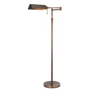 Luminosa Clarendon 1 Light Task Floor Lamp Deep Antique Patina, E27