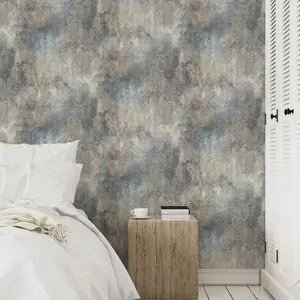 Paul Moneypenny Grey Castello Plaster Patina Wallpaper for Grandeco