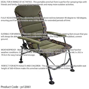 Adjustable Reclining Portable Fishing and Camping Chair for All Terrains