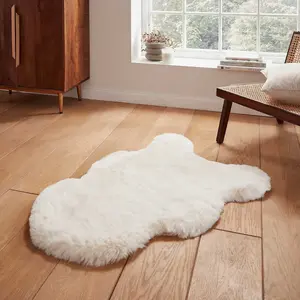 Ivory Plain Shaggy Luxurious Modern Rug for Living Room and Bedroom-60cm X 90cm ( Single)