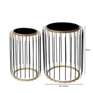 Annalou 66cm Round Nesting End Table for Living Room Furniture,Glass Top Nest of Side Tables (Set of 2)