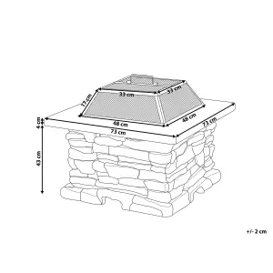 Beliani Rectangle Fire Pit Grey KELUD