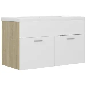 Saona 800mm Single Bathroom Vanity with Integrated Ceramic Basin White;Sonoma Oak