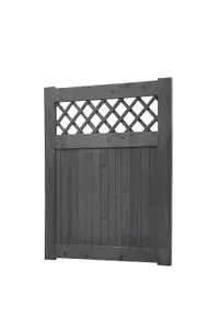 Grey Rhombus Design Wooden Pedestrian Gate with Latch Hardware, Timber Side Entrance Door