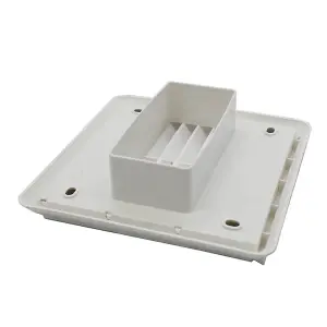 Kair White Louvred Wall Vent Grille 155mm External Dimension with 110mm x 54mm Rectangular Rear Spigot