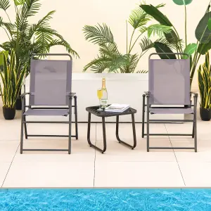 Costway Outdoor Folding Chairs Set of 2 Lightweight High Back Chairs w/ Armrests