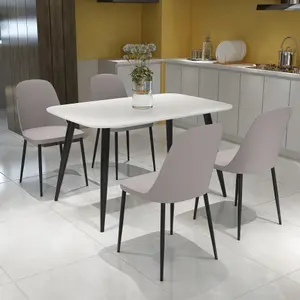 Core Products Aspen White 120cm Rectangular Dining Table with 4 Calico Plastic Duo Design Chairs