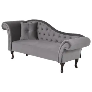 Left Hand Chaise Lounge Velvet Grey LATTES