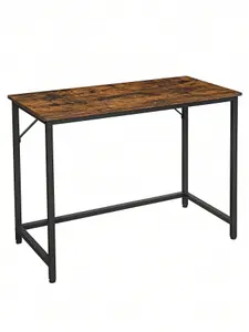 VASAGLE Computer Desk, Writing Desk, Small Office Table, Simple Assembly, Steel, Industrial Design, Rustic Brown And Black