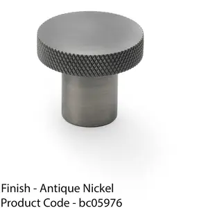 Knurled Round Radio Cupboard Door Knob 30mm Diameter Antique Nickel Pull Handle