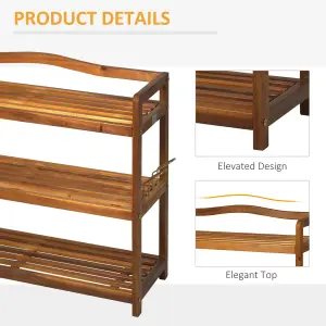 HOMCOM 3-Tier Shoe Rack Acacia Wood Shoe Storage Shelf for Entryway Bedroom Teak