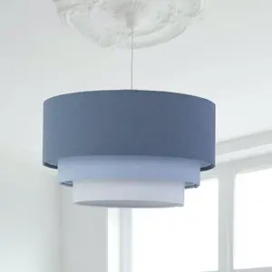 First Choice Lighting Gabi Blue Ombre Linen 3 Tier Ceiling Light Shade