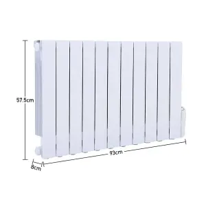 11 Fins 1800W Electric Oil Filled Radiator Space Panel Heater with LED Screen W 930mm x H 575mm