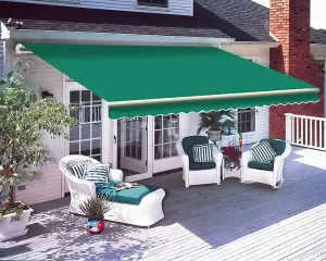 3M x 2.5M Retractable Awning, Manual Awnings for Patio Sun Shade Shelter, Green