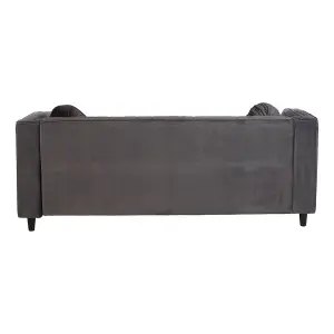 Interiors by Premier Farah 3 Seat Grey Velvet Sofa