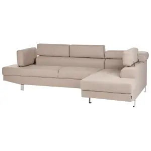 Corner Sofa NORREA Beige Fabric Left Hand