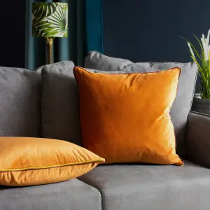 furn. Gemini Velvet Double-Piped Feather Filled Cushion