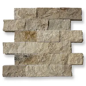 Rustic Travertine 5 x 10cm Brick Size Split Face Cladding 30.5 x 30.5cm Tile, Sold Per Tile