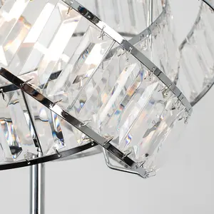 ValueLights Hudson Polished Chrome Clear Acrylic Jewel Intertwined Ring Design Floor Lamp