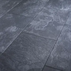 Shaded slate Anthracite Matt Porcelain Indoor Wall & floor Tile Sample