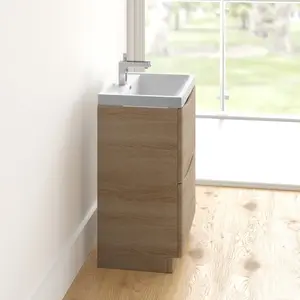 Stanhope 600mm Single Bathroom Vanity with Integrated Resin Basin Light Oak