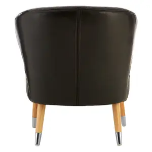 Interiors By Premier Elegant Design Black Faux Leather Wingback Armchair, Mid Century Comfortable Armchair For Livingroom