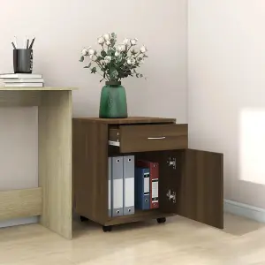 Berkfield Rolling Cabinet Brown Oak 45x38x54 cm Engineered Wood