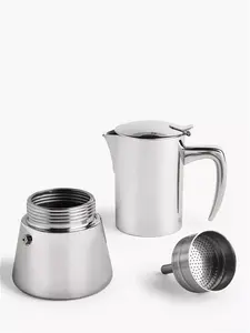 John Lewis Induction Stovetop Stainless Steel 6 Cup Espresso Coffee Maker, 300Ml