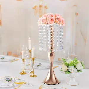 Elegant Golden Metal Wedding Table Centerpiece: Perfect for Candlestick or Flower Vases, Assembly Required