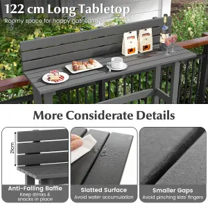 Costway Outdoor Bar Table 122cm Patio Pub Height Table Narrow Dining Table All-Weather