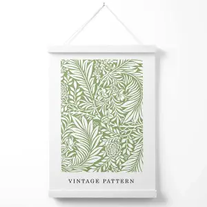 William Morris Green Pattern Poster with Hanger / 33cm / White