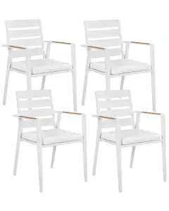 Set of 4 Garden Chairs with Cushions TAVIANO Metal White