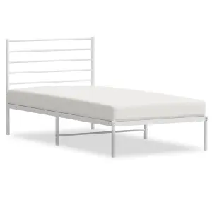 Berkfield Metal Bed Frame with Headboard White 75x190 cm 2FT6 Small Single