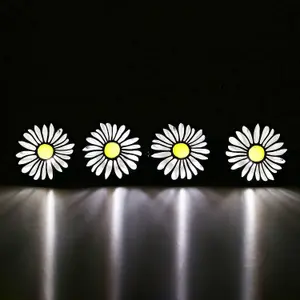 4pc Set Daisy Solar Powered Walkway Pathway Lights - Weather Resistant and Wireless Solar LED - Perfect for Landscape Yard Patio